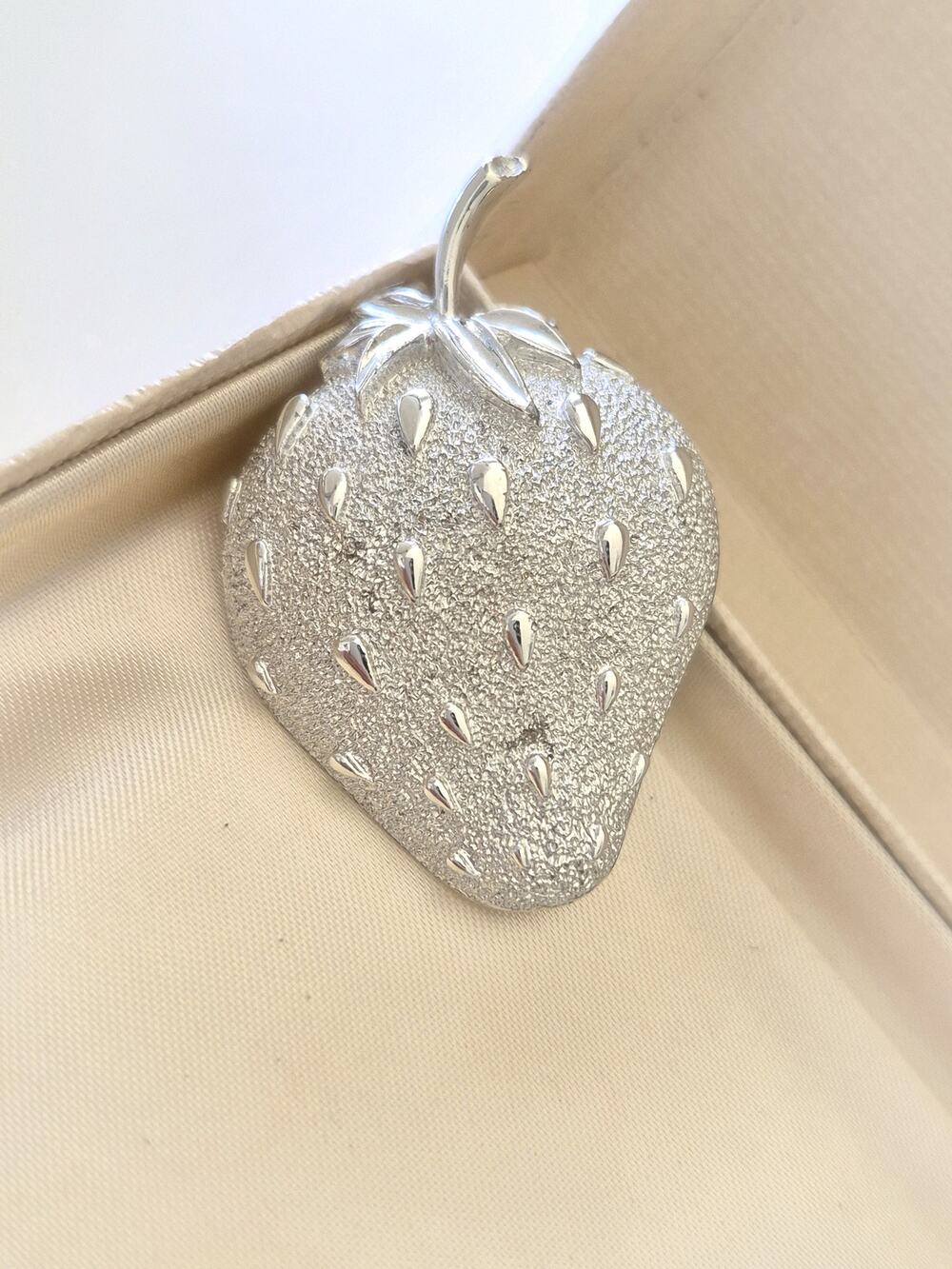 Vintage Silver tone Sarah Coventry Strawberry Brooch